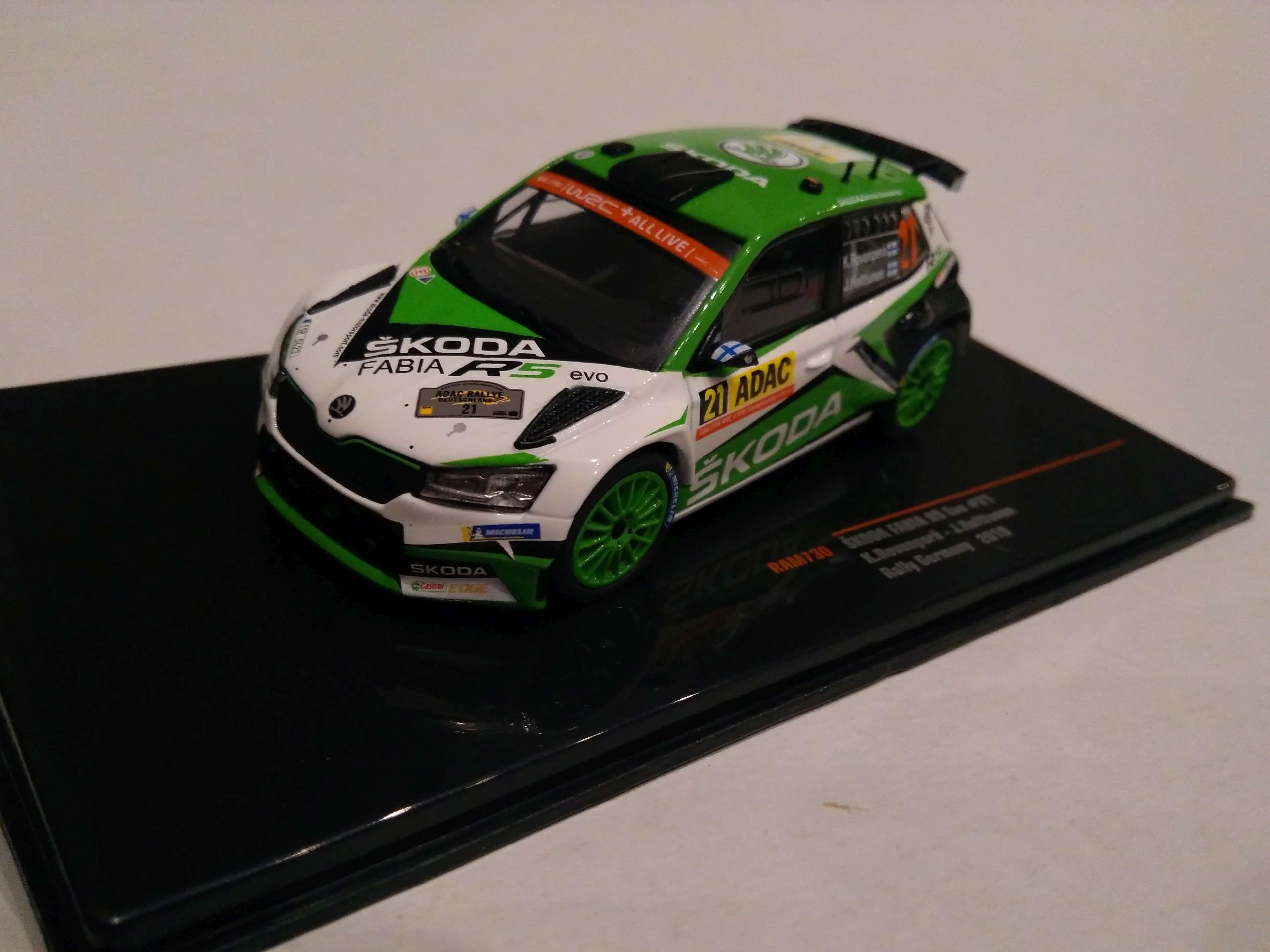 Škoda Fabia R5 EVO, No.21, Rovanpera, rallye Německo 2019 1:43 IXO