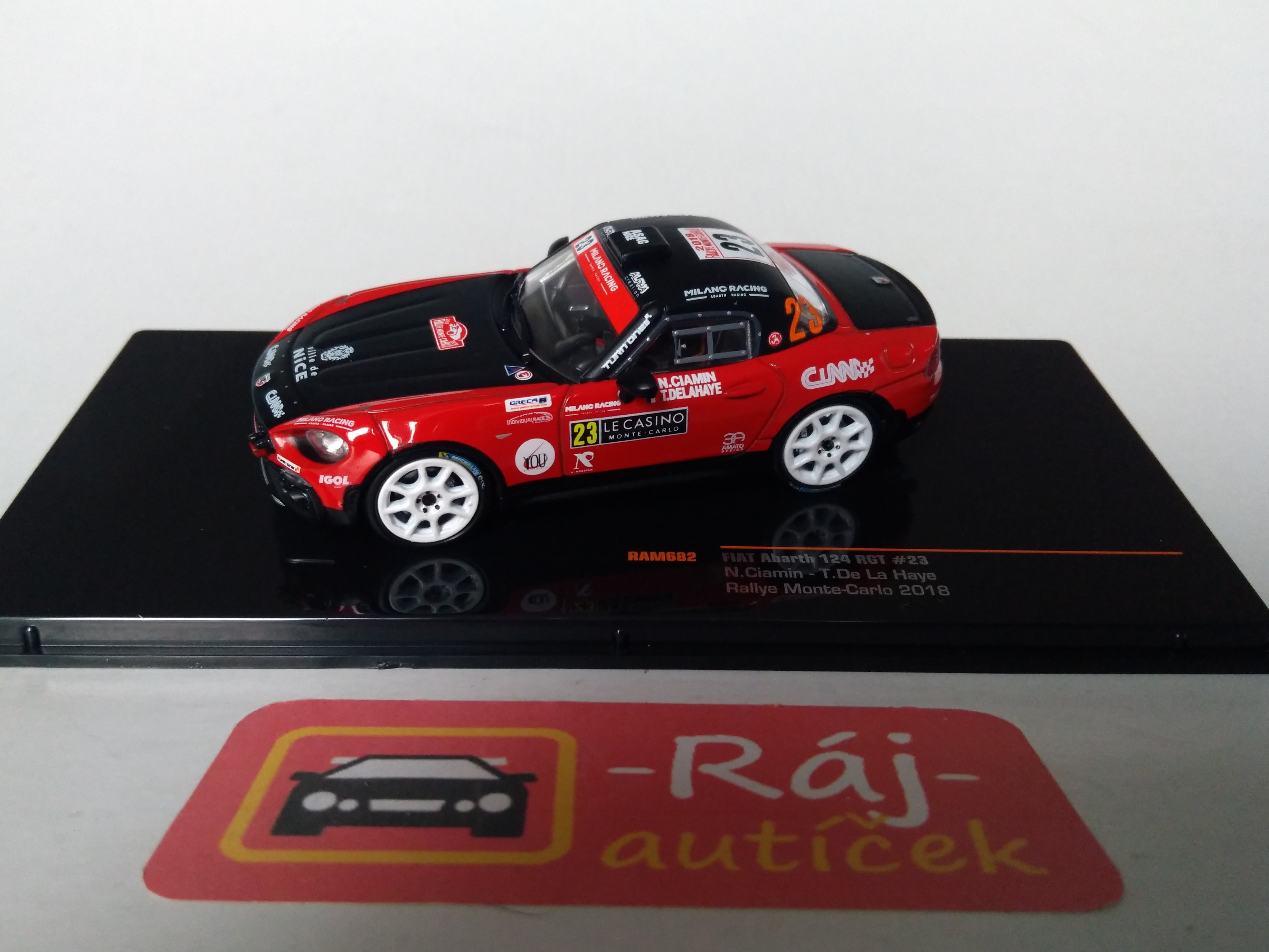 Fiat Abarth 124 RGT, No.23, N.Ciamin/T.de la Haye, rallye Monte Carlo 2018 1:43 IXO