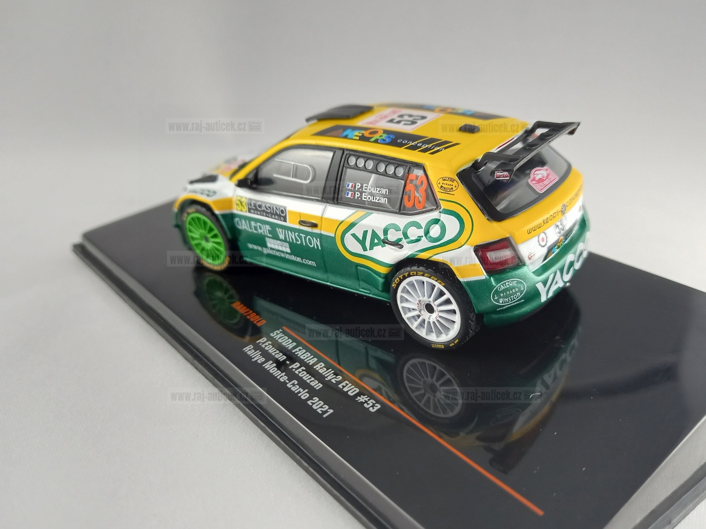 Škoda Fabia Rally2 Evo, No.53 Eouzan, rallye Monte Carlo 2021 1:43 IXO