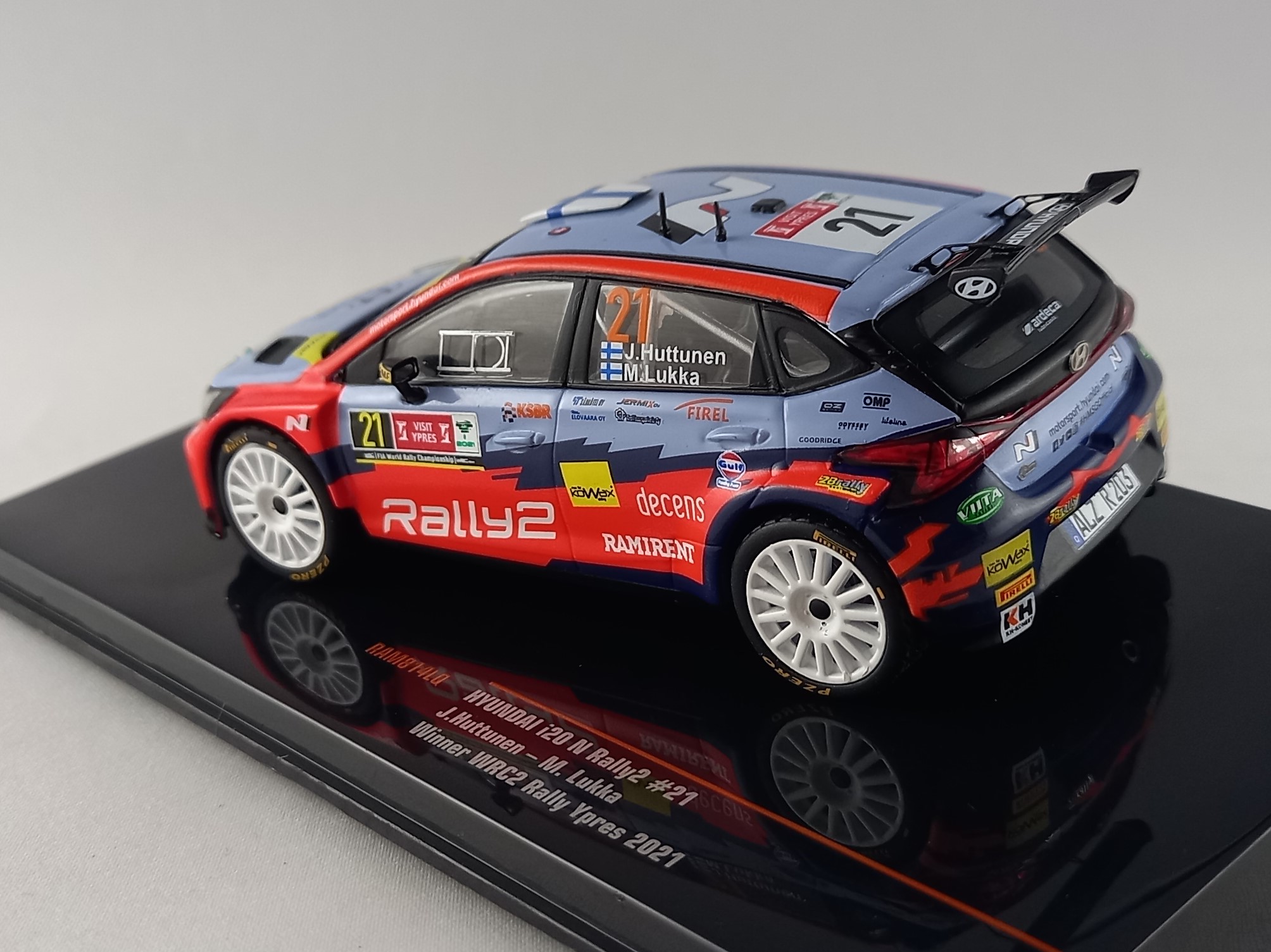 Hyundai i20N Rally2, no.21, Huttunen, rallye Ypres 2021 1:43 IXO