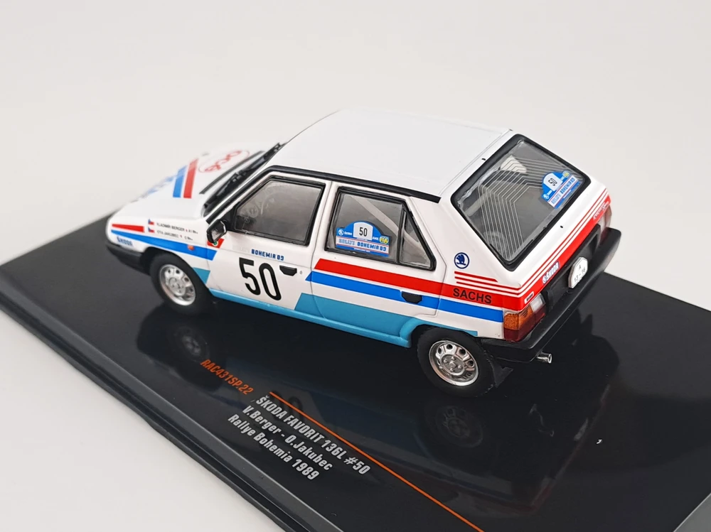 Škoda Favorit 136L, No.50, Berger, rallye Bohemia 1989 1:43 IXO