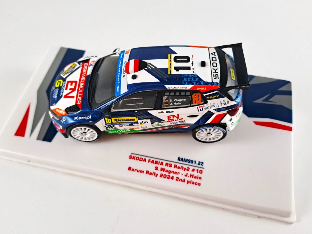 Škoda Fabia Rally2, No.10, Wagner, Barum rallye 2024 1:43 IXO