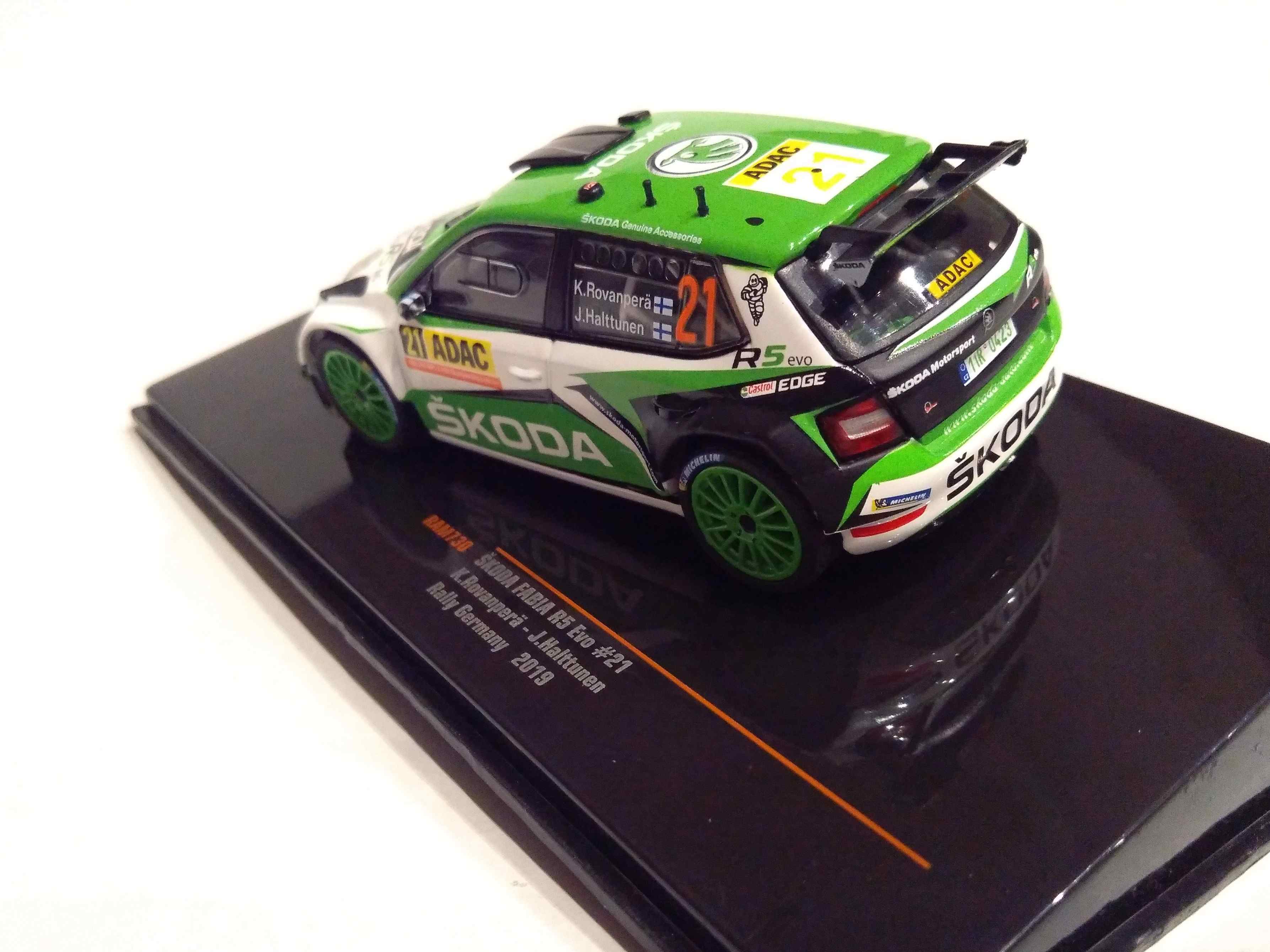 Škoda Fabia R5 EVO, No.21, Rovanpera, rallye Německo 2019 1:43 IXO