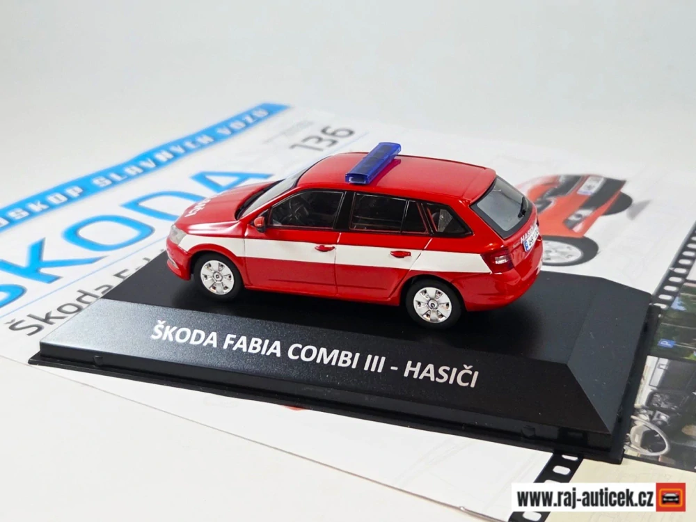 Škoda Fabia Combi III hasiči 1:43 DeAgostini Kaleidoskop slavných vozů časopis s modelem