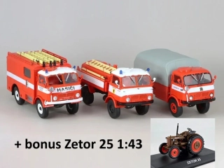 TRIO SET Tatra 805 hasiči + BONUS Zetor 25 1:43 sada časopisů s modelem