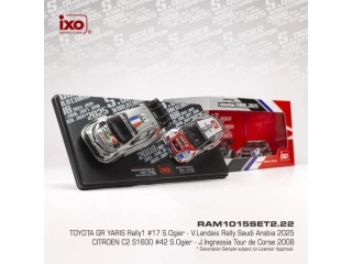 Sébastien Ogier SET - Toyota GR Yaris Rally1, Rally Saudi Arabia 2025 & Citroën C2 S1600, Tour de Corse 2008 1:43 IXO